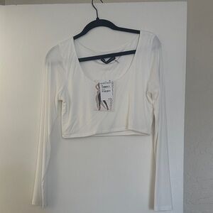 Nordstrom Cream Long Sleeve Crop Top